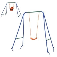 Altalena da Giardino 2 in 1 per Neonati e Bambini da 6 Mesi a 8 Anni, Arancione e Blu