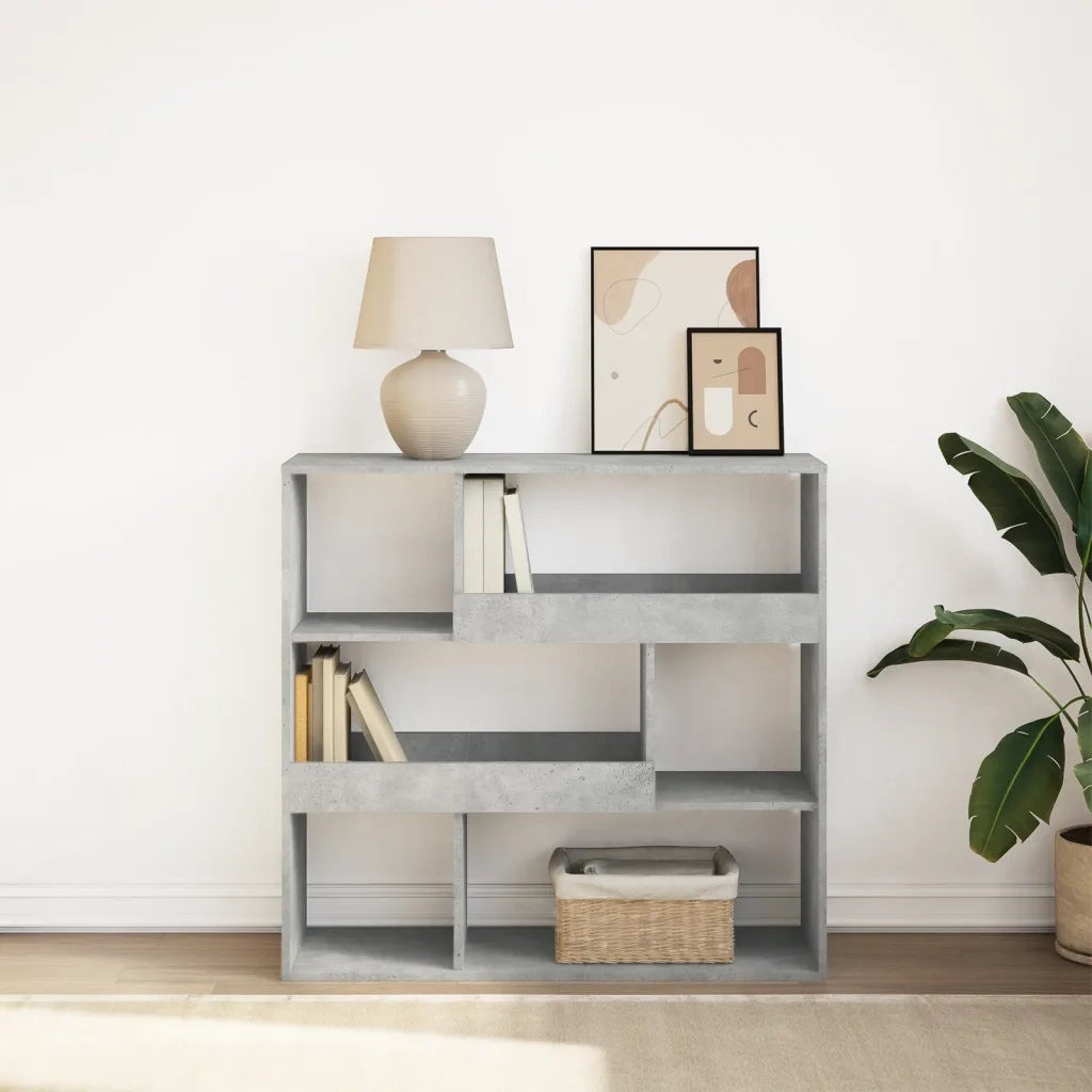 Libreria Divisorio-Scaffale per Libri-Mobile di Stoccaggio Grigio Cemento 100x33x94,5 cm