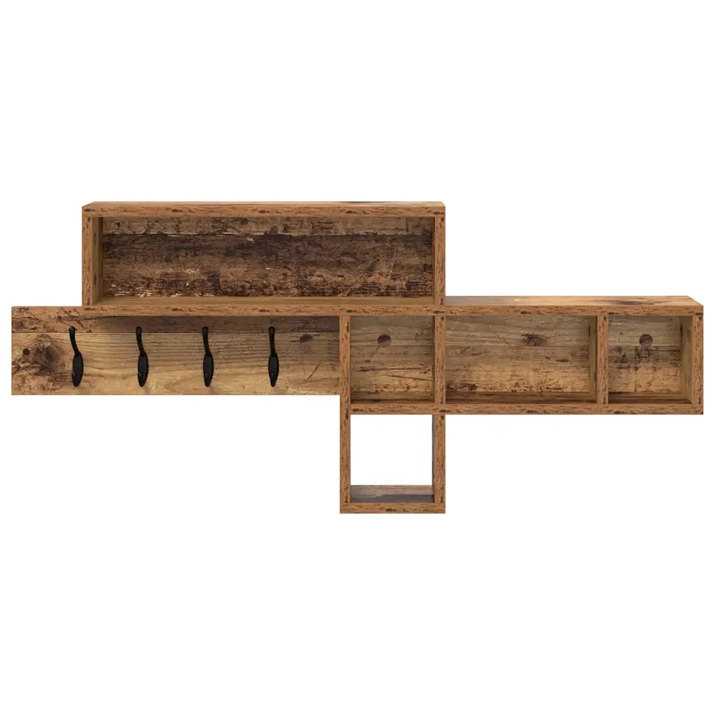 vidaXL Appendiabiti a muro Legno vecchio 100 x 12 x 43.5 cm