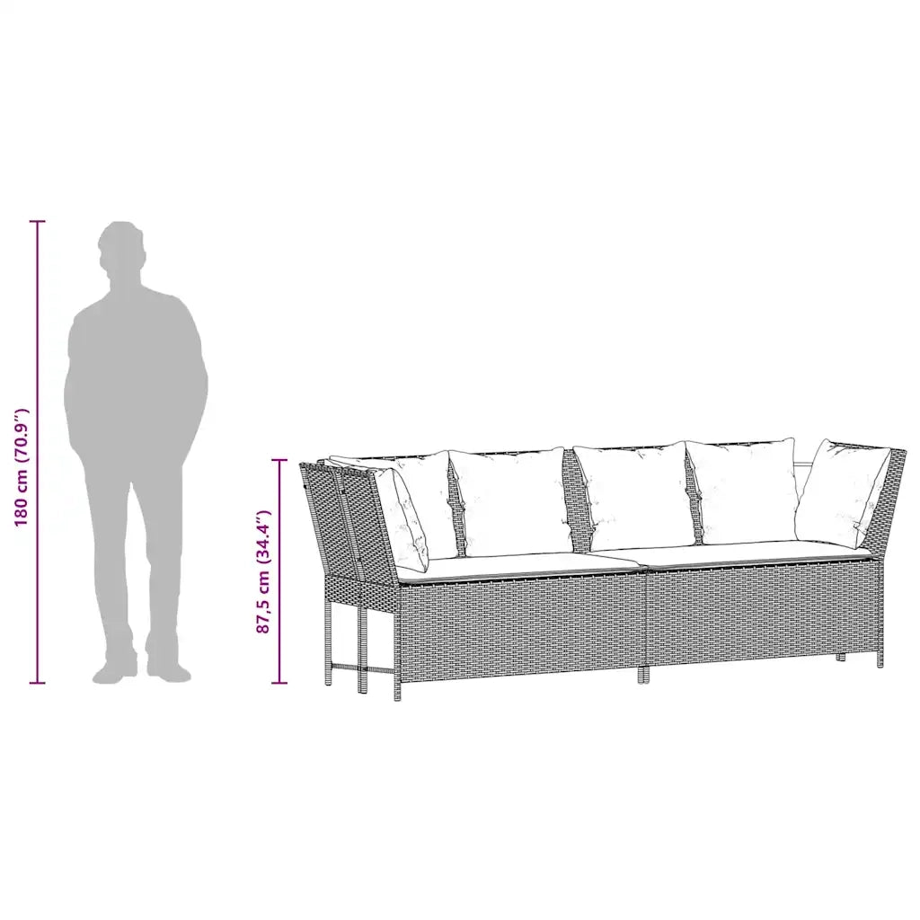 Divano da Giardino con Cuscini in Polyrattan Grigio 4104128