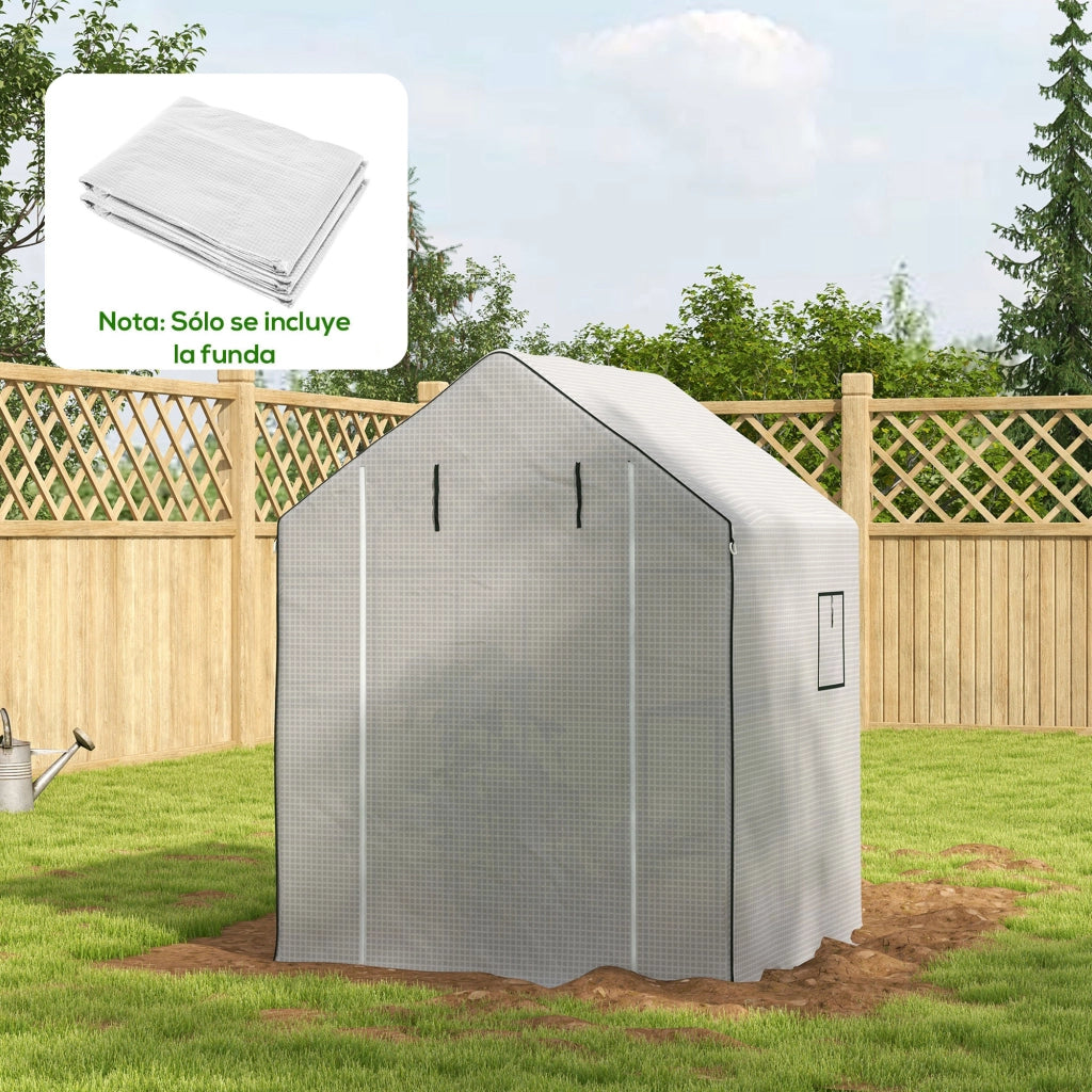 Serra da giardino con finestra e porta a rullo ¨C zephmum ¨C bianco 140x143x190cm