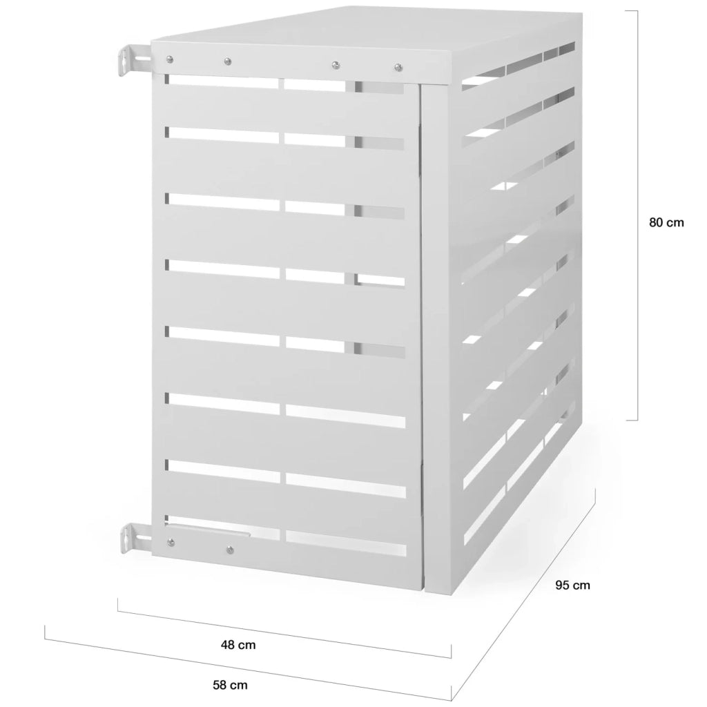 IDMarket - Copertura per climatizzatore 95 x 50 x 80 cm in metallo bianco, protezione per l'unità esterna della pompa di calore
