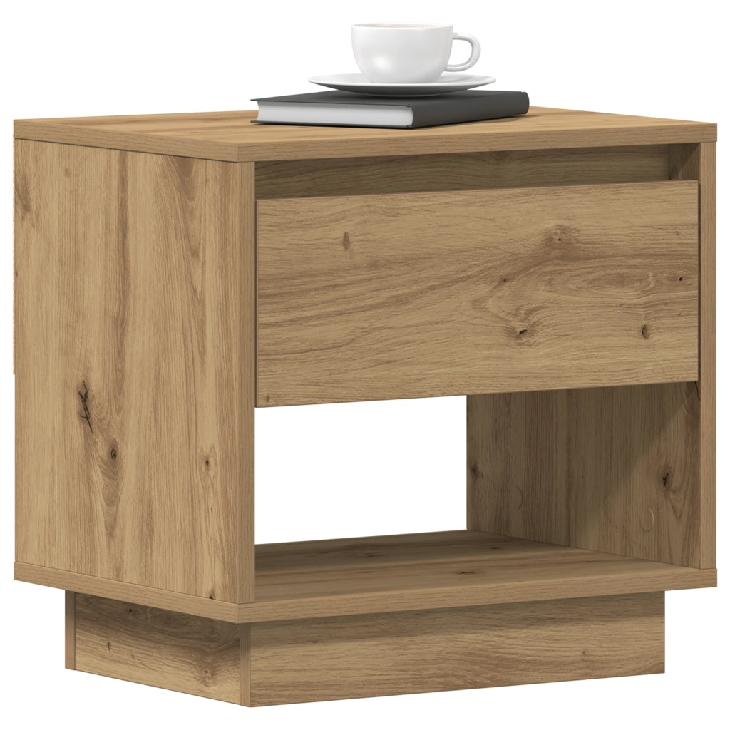 Comodino 2 pz Rovere Artigianale 45x34x47 cm Legno Ingegnerizzato