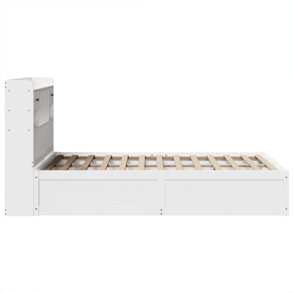 Letto senza Materasso Bianco 135x190 cm Legno Massello di Pino