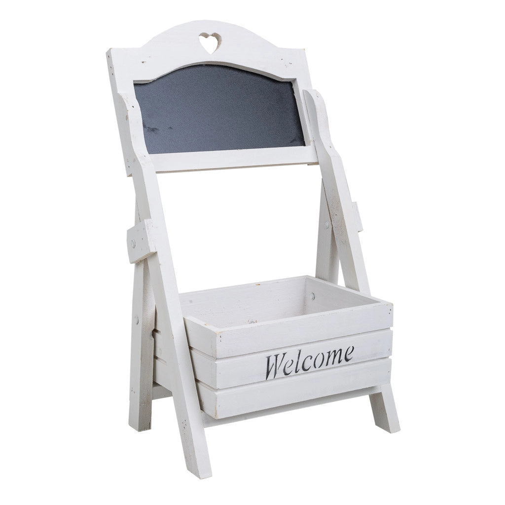 Cesto in legno con bordo bianco 26x16x43h