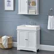 Mobile Sottolavabo da Terra con 2 Ante e Ripiano 60 x 60 x 30 cm - Bianco [en.casa]