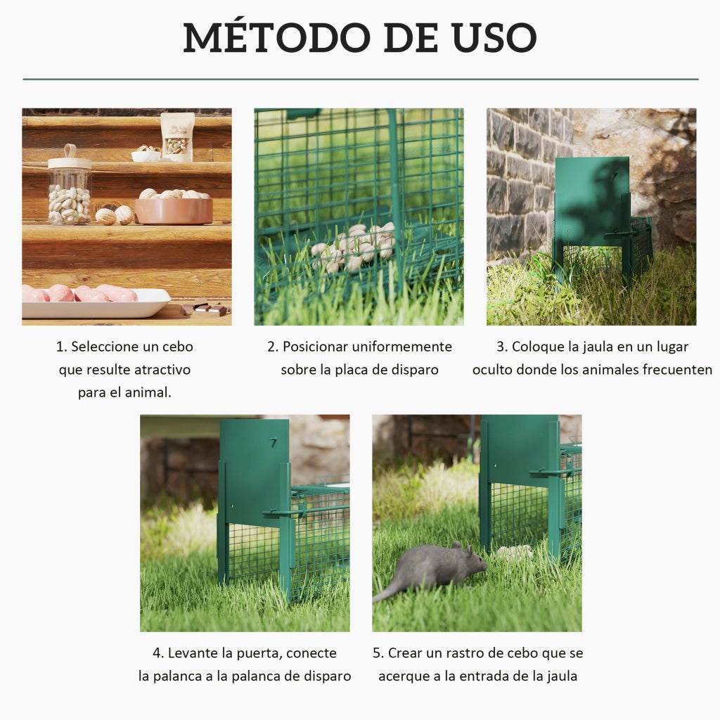 Gabbia per Animali Vivi con Porta ¨C zephmum ¨C Verde 60x18x20 cm