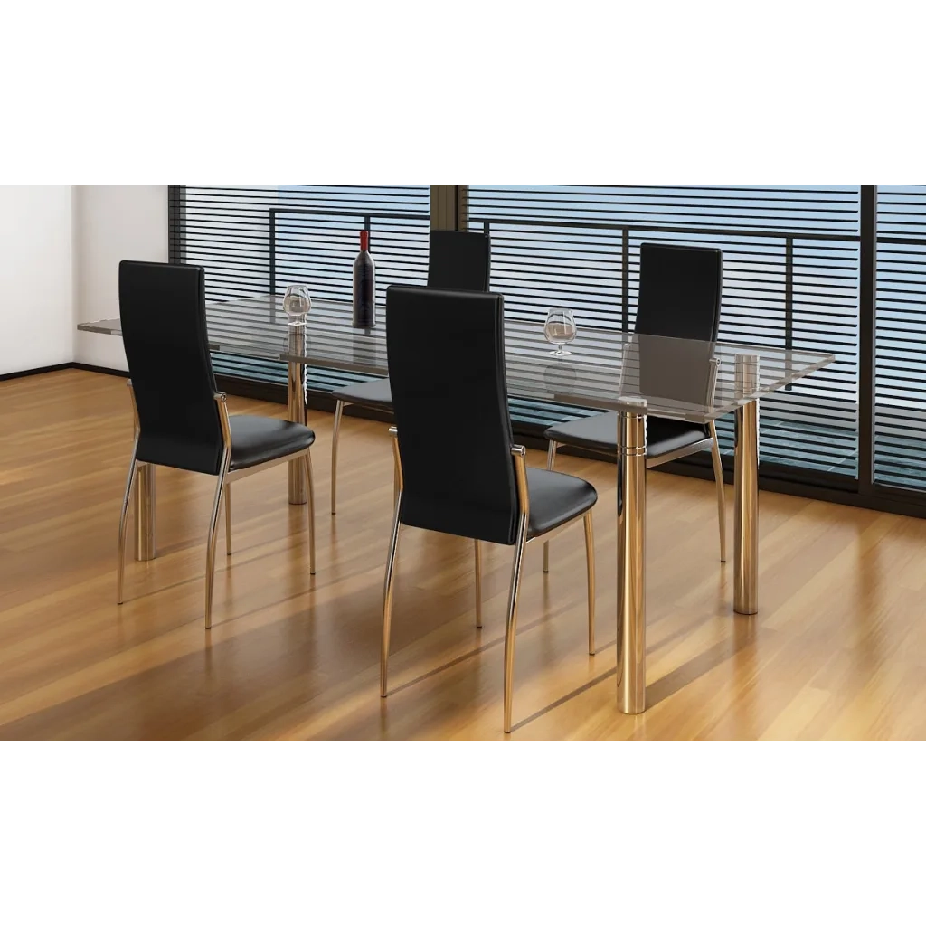 Sedie da Pranzo 4 pz Nere in Similpelle 60570