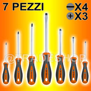 Trade Shop - Set Cacciaviti Giraviti Kit 7 Pezzi 3 A Stella E 4 A Taglio Professionali -