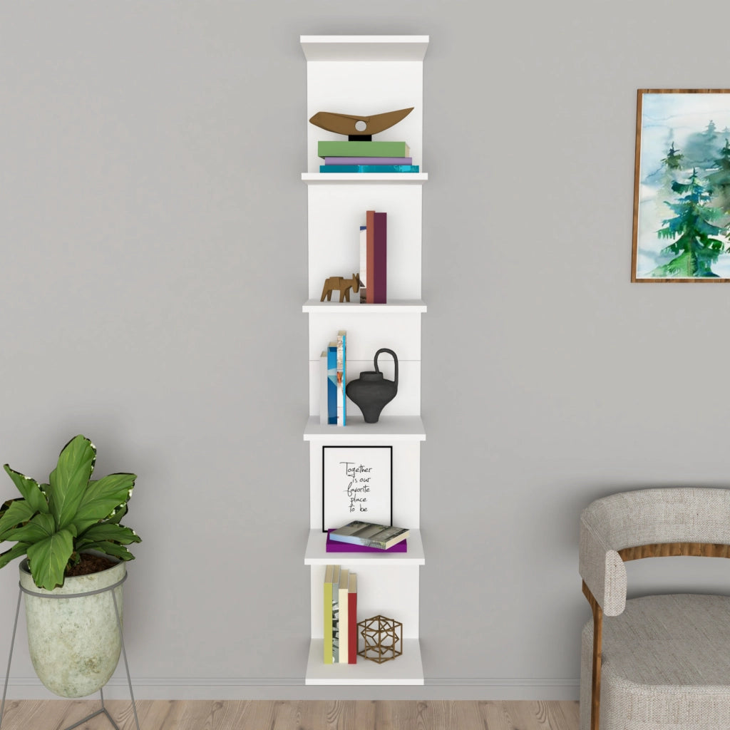 Mensola da Parete Surahammar Libreria Scaffale a Muro con 6 Ripiani - Bianco [en.casa]