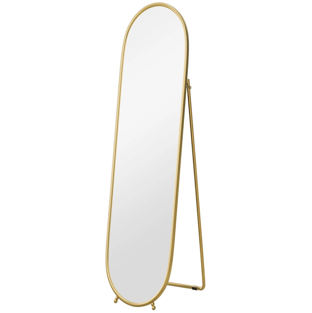 Specchio ovale a figura intera con cornice in metallo dorato, 160 cm