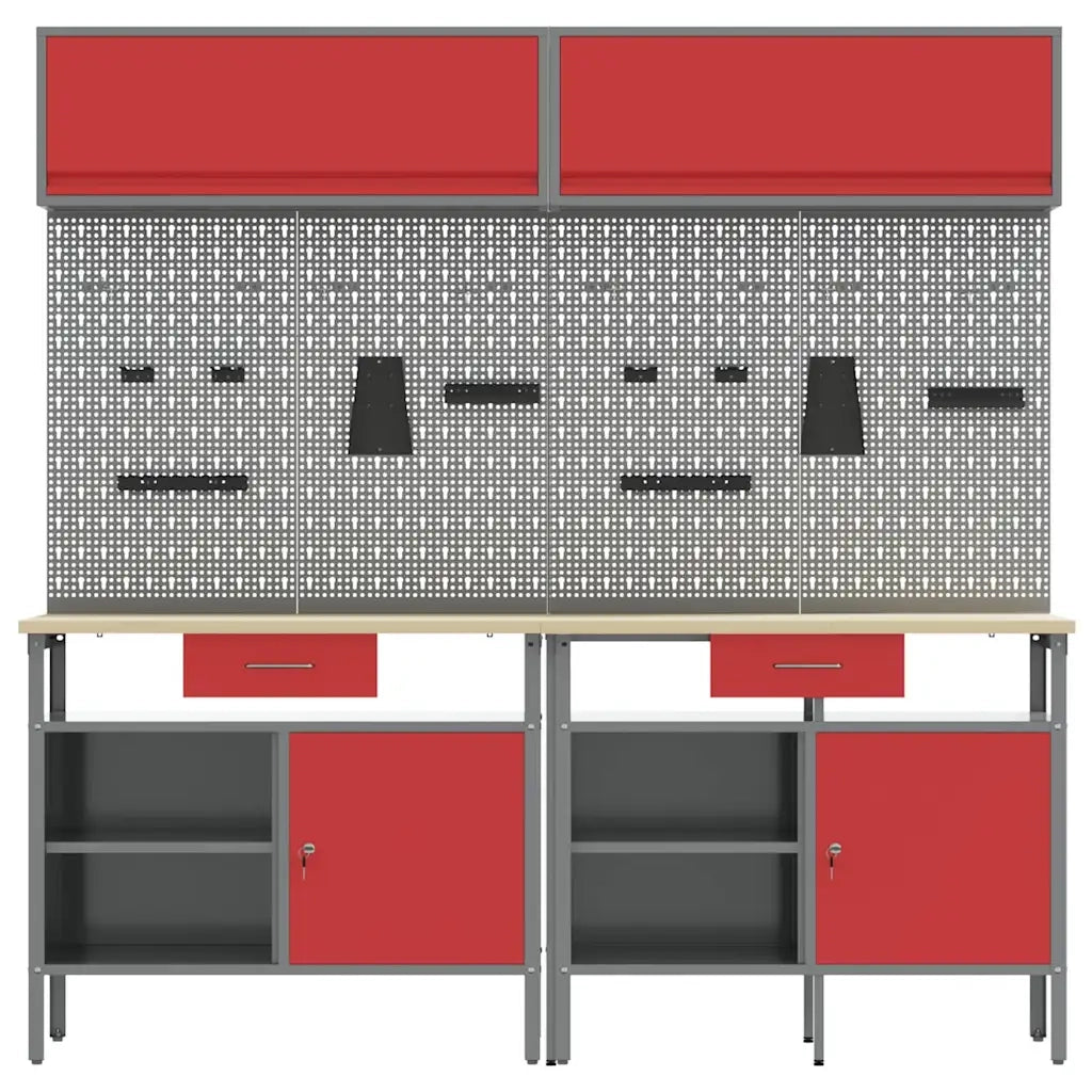 Set banco da lavoro con cassetto 8 pcs Rosso e Grigio 3321499