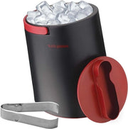 Ijsemmer isolato per feste con Tong che si inseriscono nel coperchio - Ijsemmer in acciaio inossidabile per bar cocktail con maniglie ripiegabili per bar interna ed esterna BPA-free (rosso)