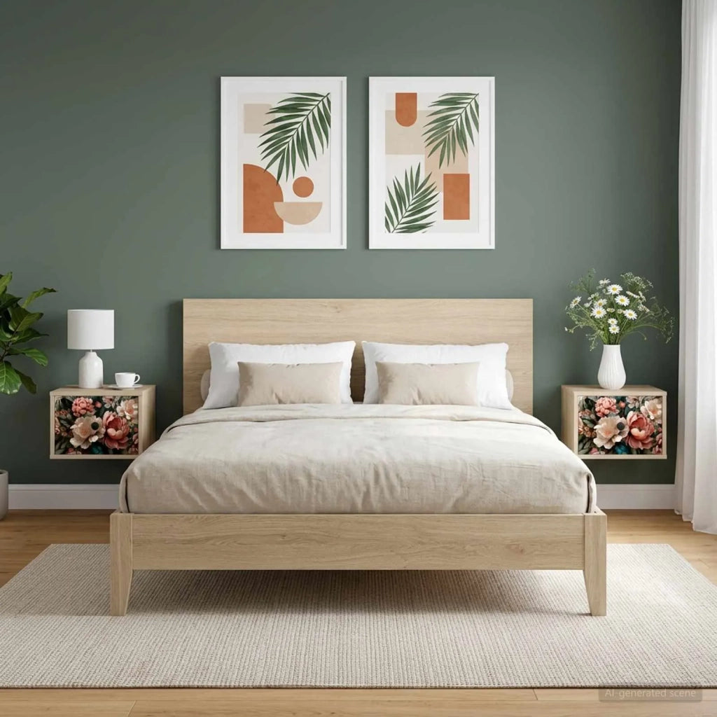 Mobiletto da comodino a parete BORNE 2 pz Rovere Sonoma 8007458