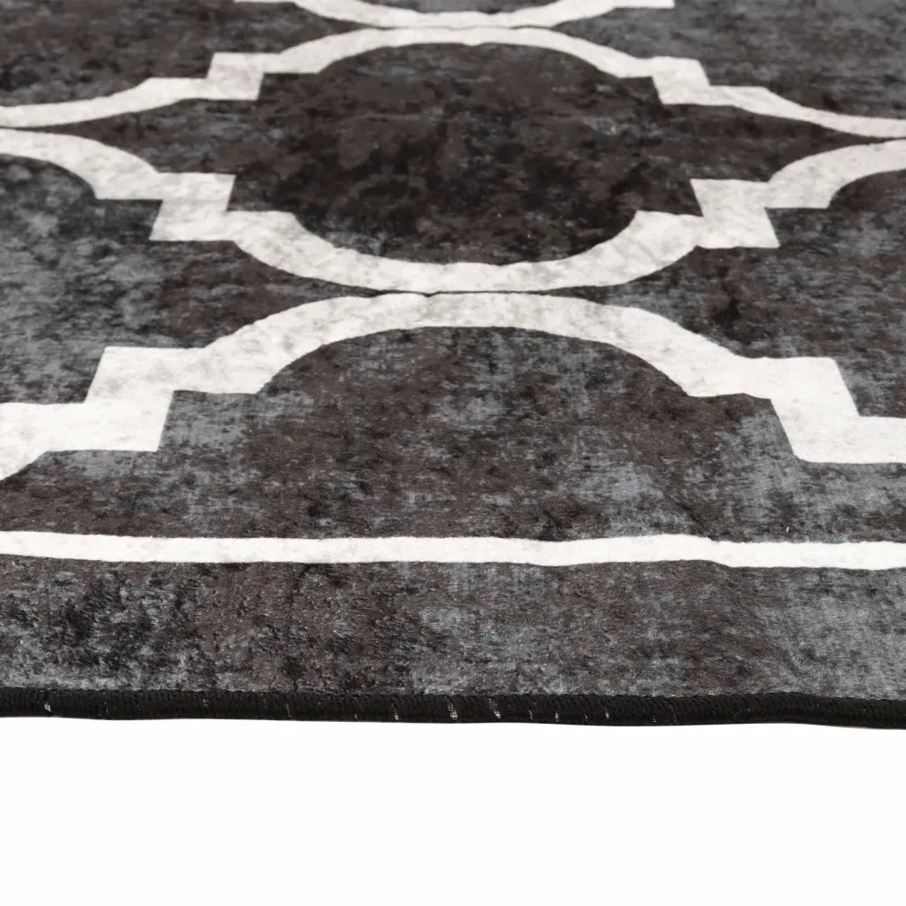 Tappeto Lavabile Nero e Bianco 80x150 cm 136603