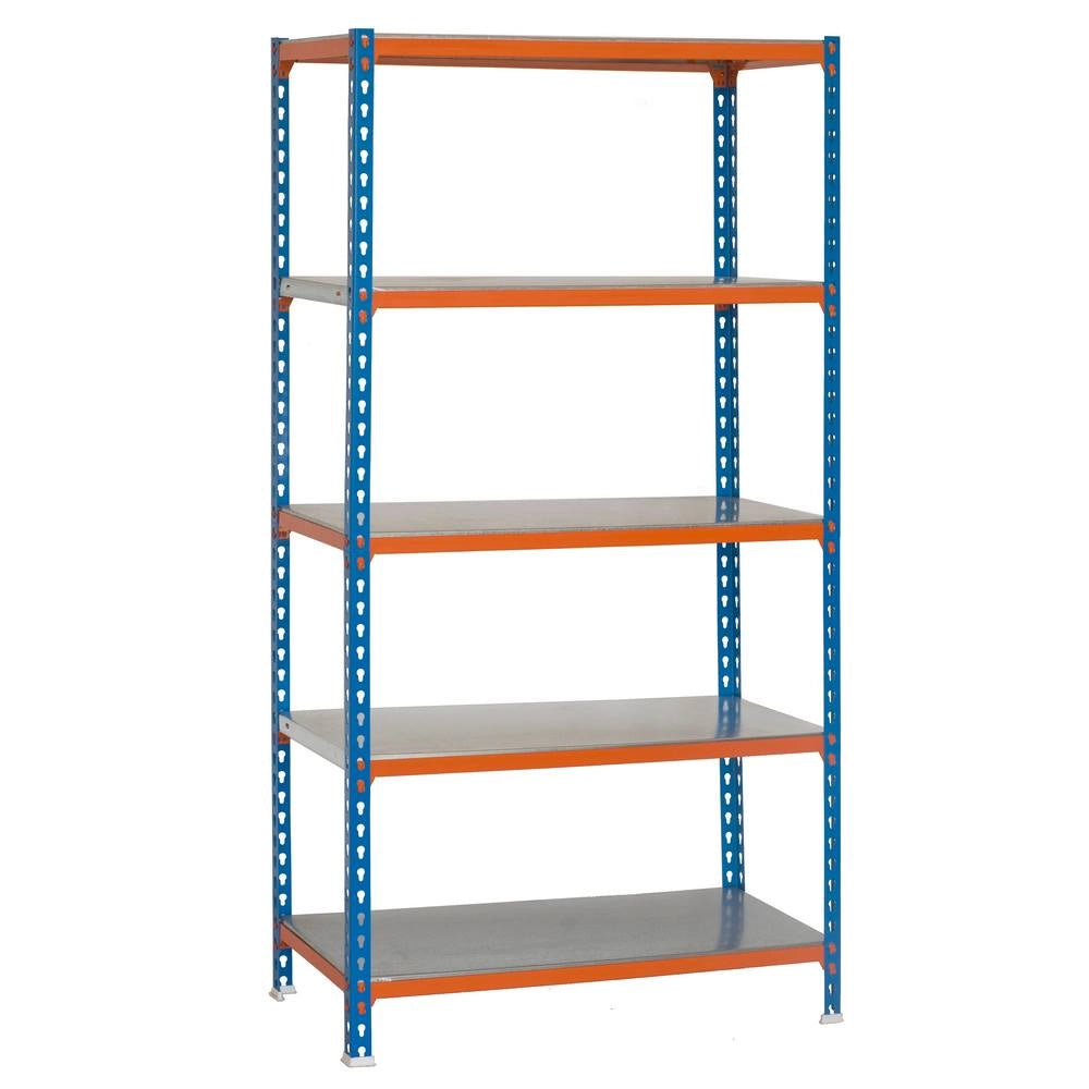 Scaffale in metallo Simon Rack senza viti colore blu/arancio/galvanizzato 5 ripiani 1800x900x500 mm Made in Spain