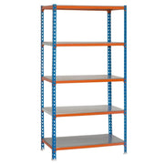 Scaffale in metallo Simon Rack senza viti colore blu/arancio/galvanizzato 5 ripiani 1800x900x500 mm Made in Spain