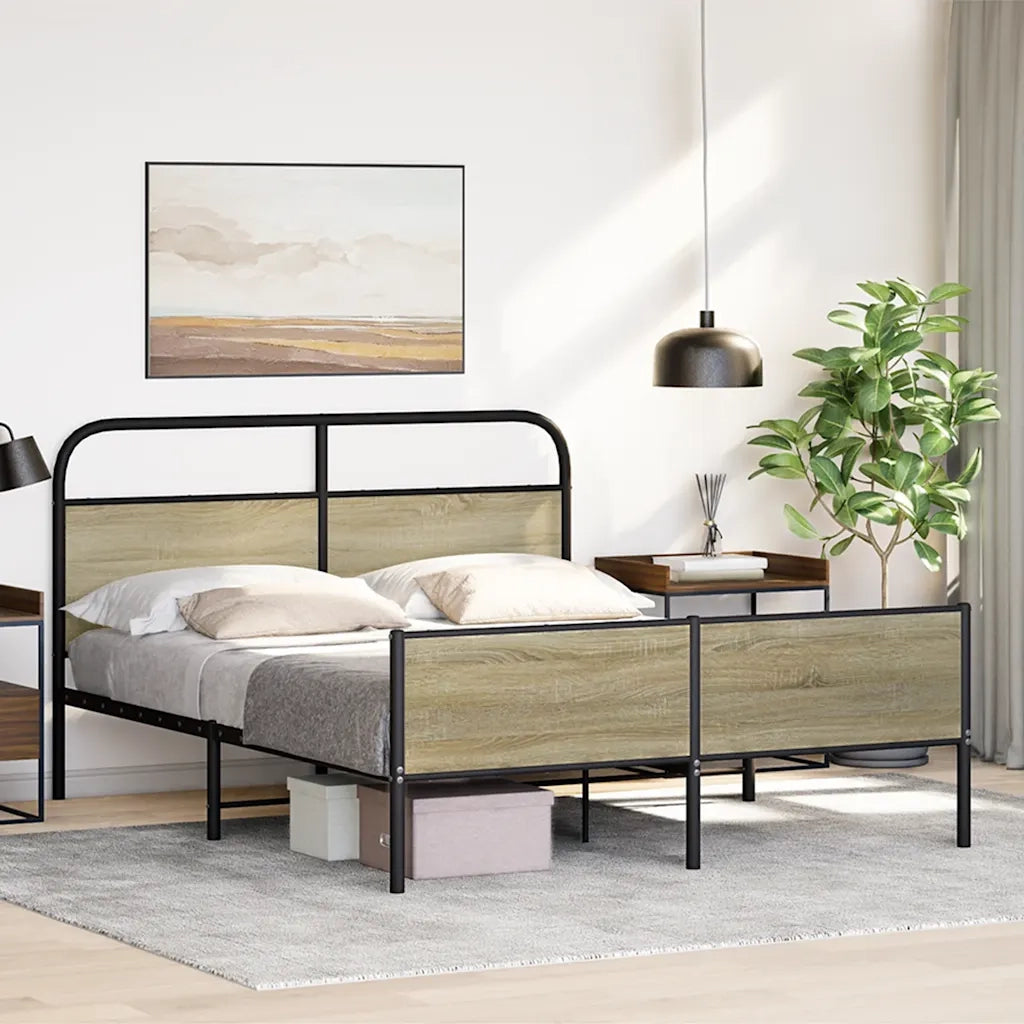 Giroletto senza Materaso in Metallo Rovere Sonoma 150x200 cm 3318693
