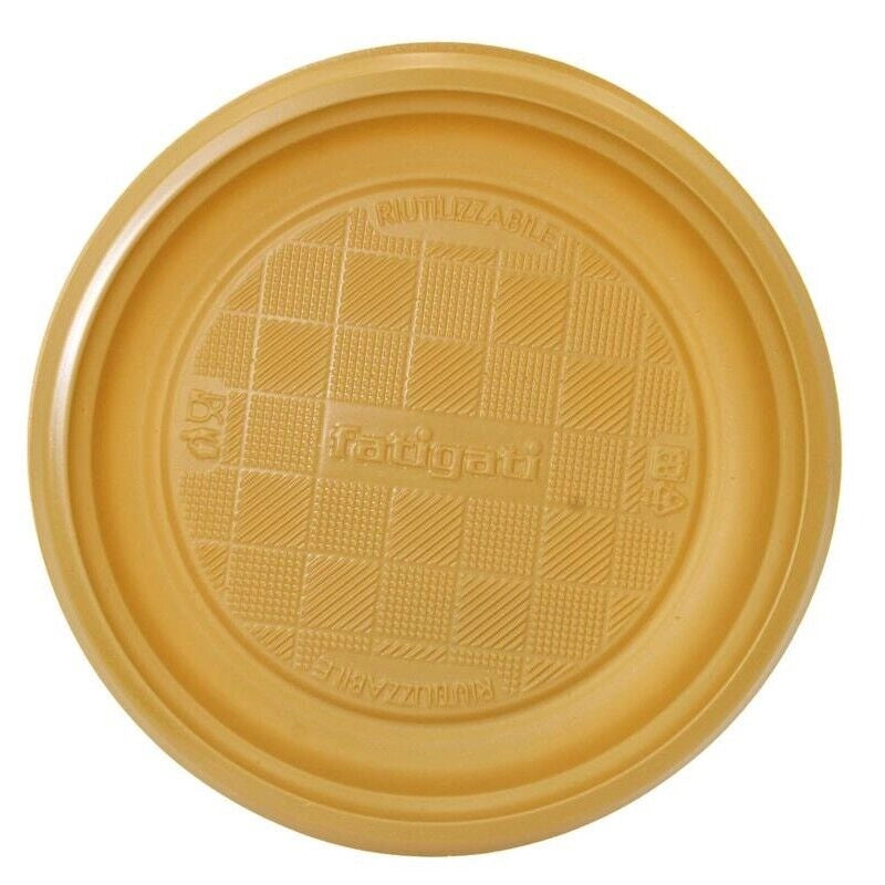 PIATTI PIANI DI PLASTICA SET 25 PZ DA DESSERT  COLORE ORO DA TAVOLA E PER FESTE RIUTILIZZABILI 17 CM