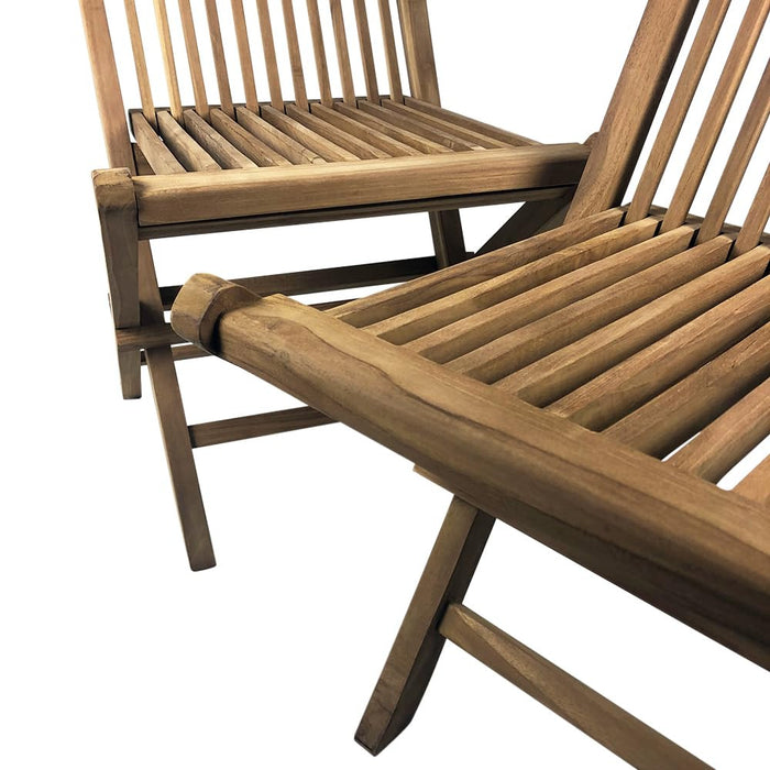 Set 2 Sedie Pieghevoli per Giardino e Terrazza Pinta in Legno Teak