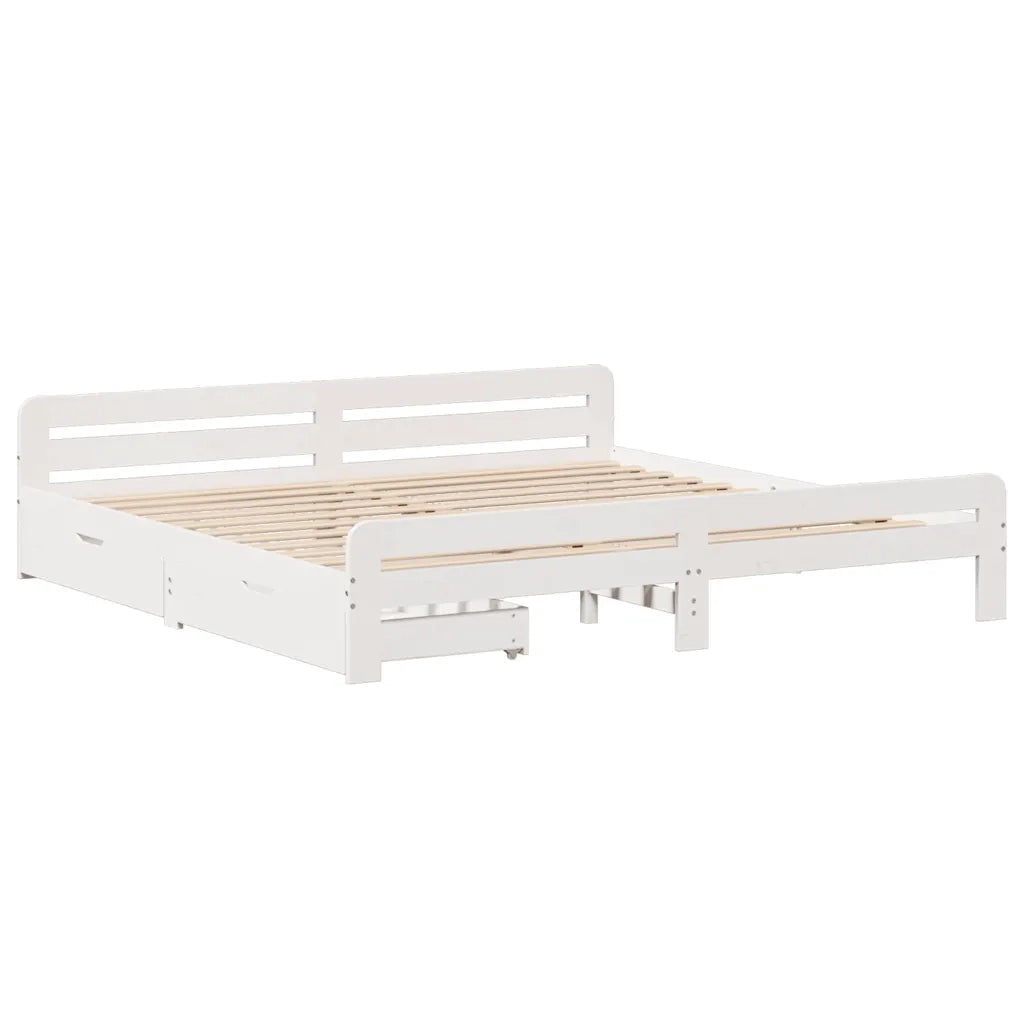 Giroletto senza Materasso Bianco 200x200 cm Legno Massello Pino 3309027