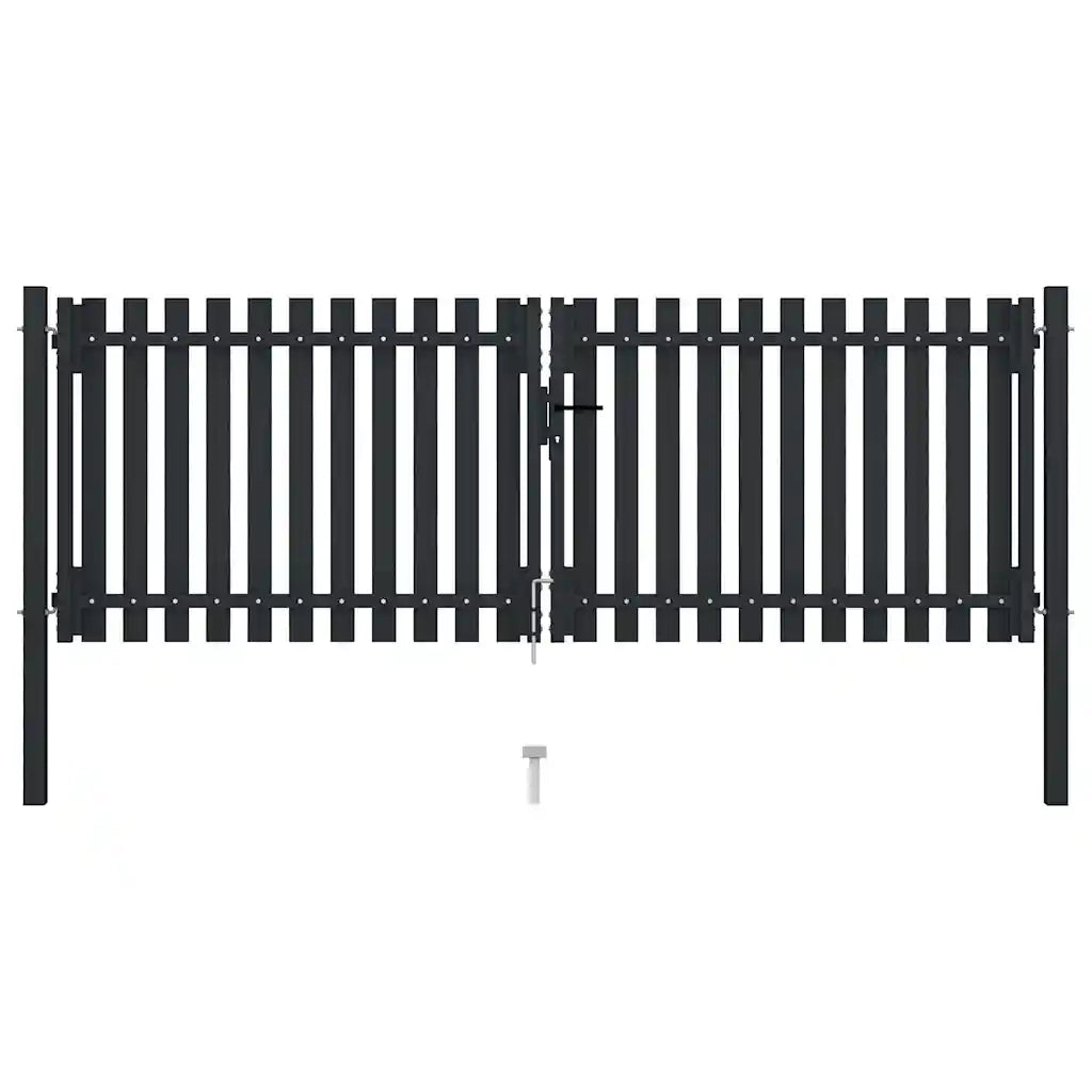 Cancello per Recinzione Doppio in Acciaio 306x125 cm Antracite