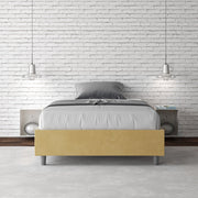 Letto una piazza e mezza con rete imbottito 120x190 microfibra ocra Azelia