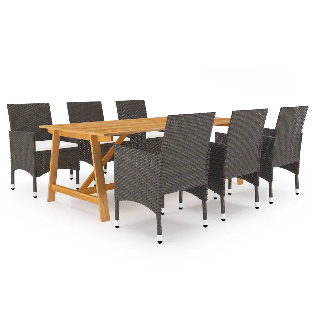 Set Mobili da Pranzo per Giardino 7 pz Marrone cod mxl 43598