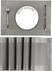 Set di tovaglietta da tavolo da 6, facile da pulire, antiscivolo, resistente al calore, resistente alle macchie, 45 x 30 cm (grigio)