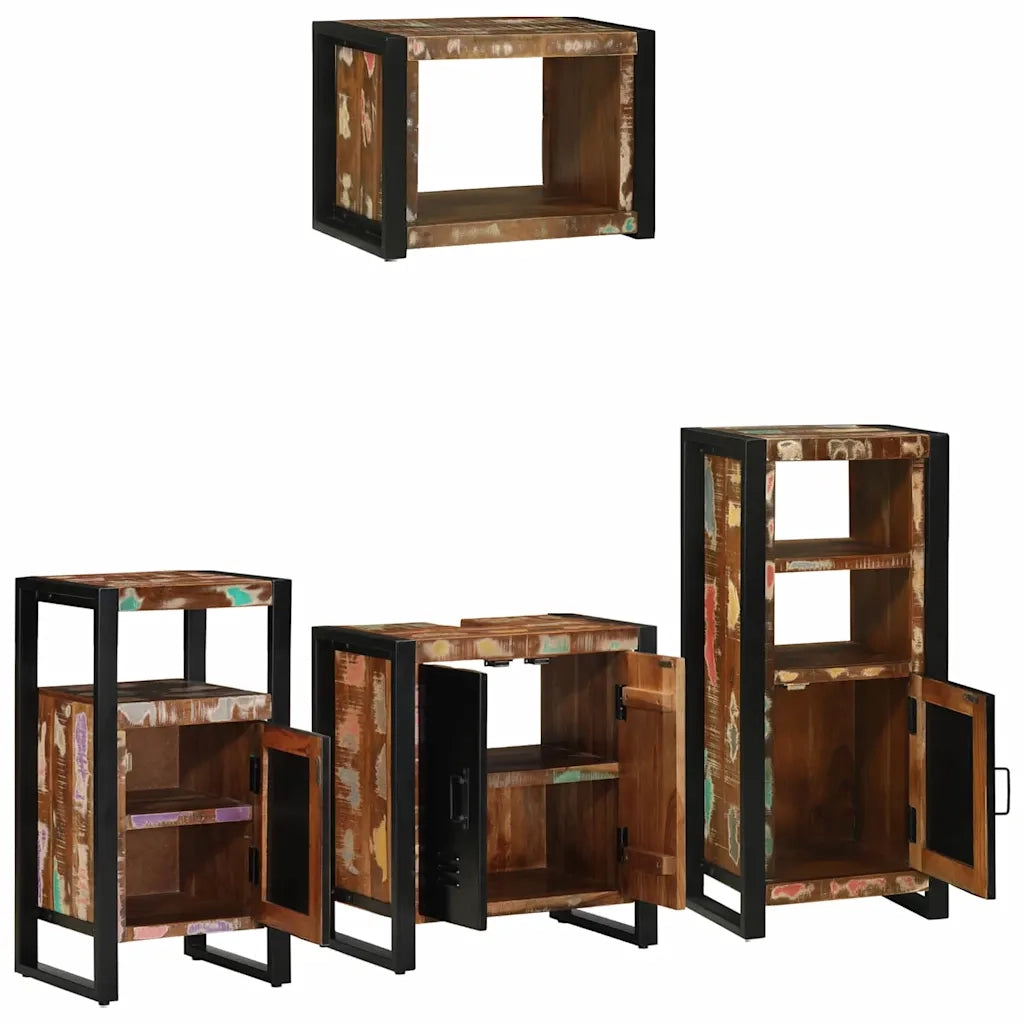 vidaXL Set di mobili per il bagno 4 pcs Legno massello riciclato