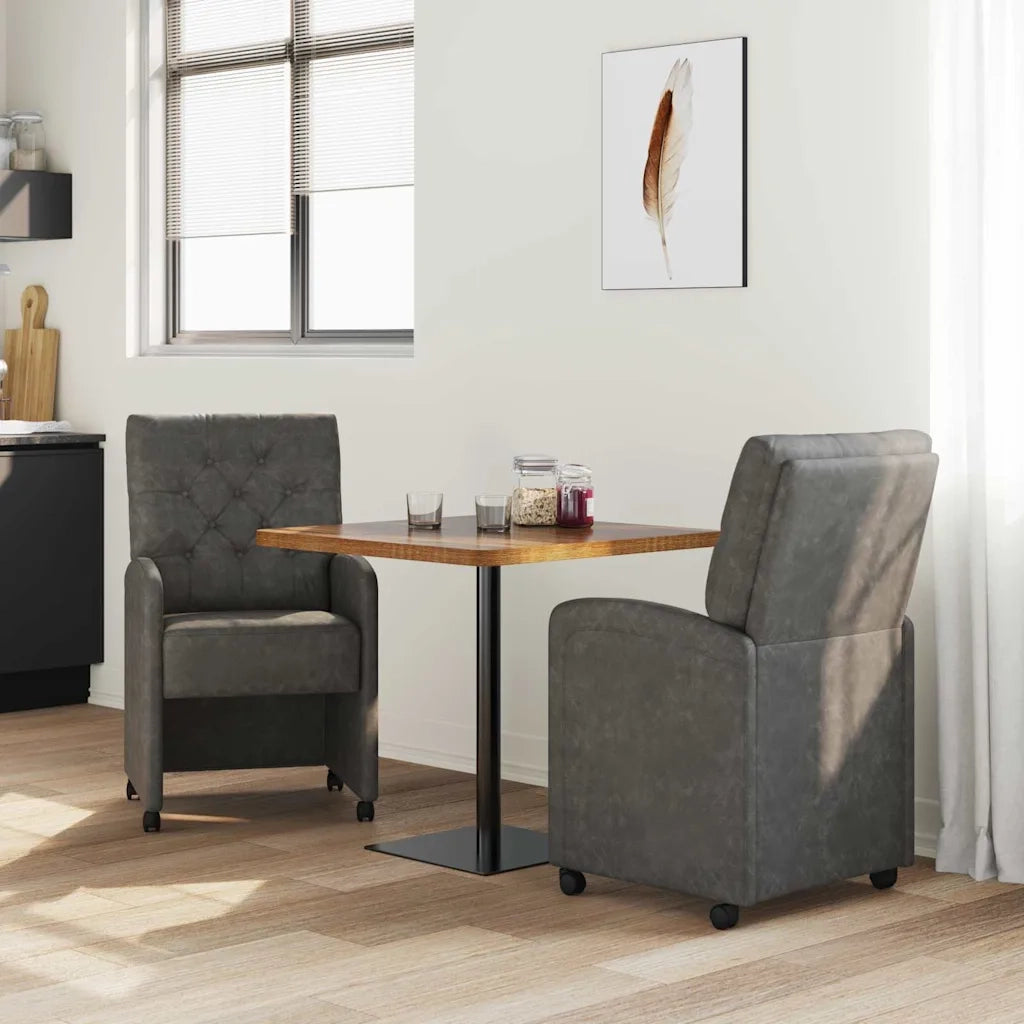 Sedie da Pranzo con Ruote con ruote 2 pcs Nero 58 x 67 x 97 cm