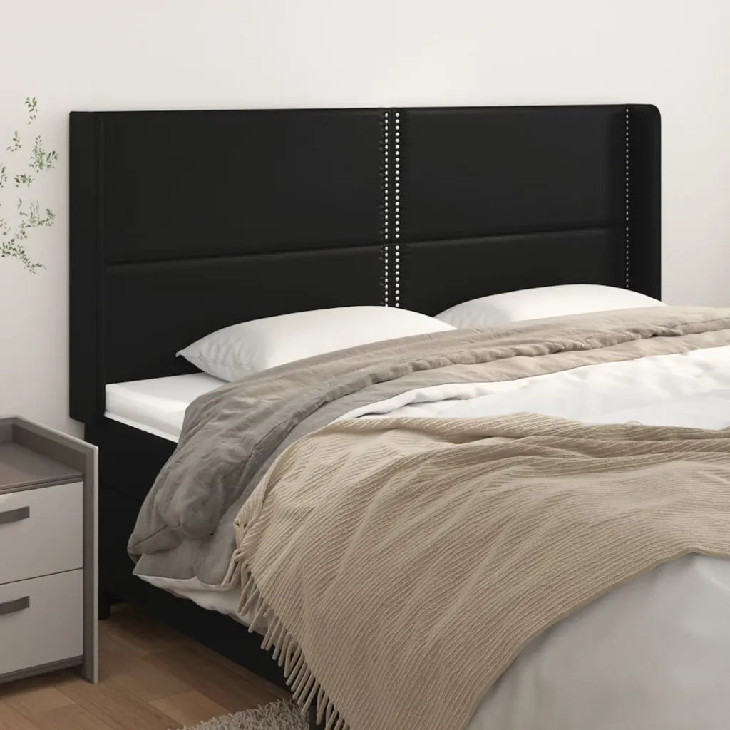 Testiera ad Orecchio-Testata con Orecchie Nera 203x16x118/128 cm in Similpelle 587451