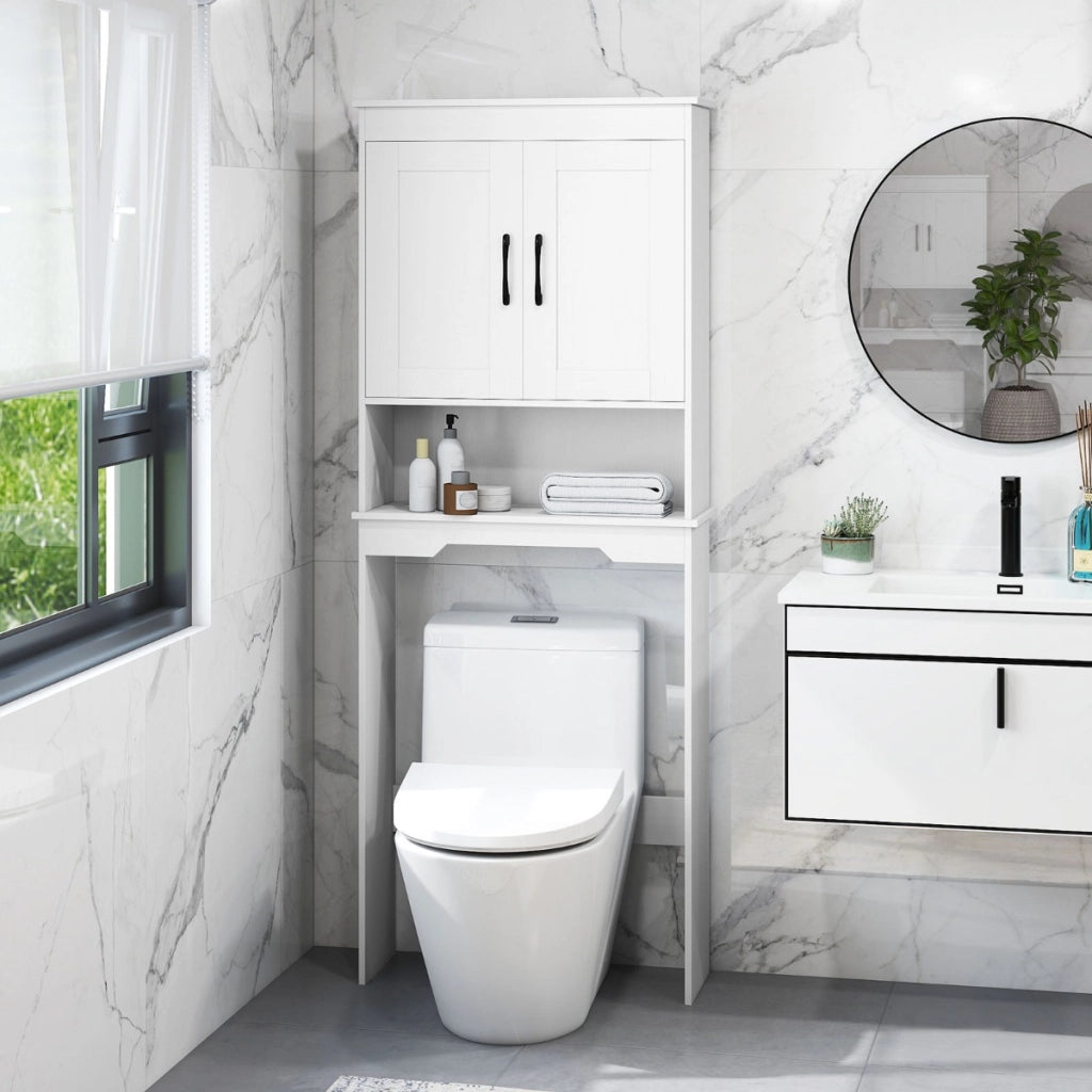 Mobiletto da bagno sopra il wc organizzatore da bagno autoportante, Mobiletto salvaspazio sopra la toilette per bagno Bianco-Armadietti da bagno
