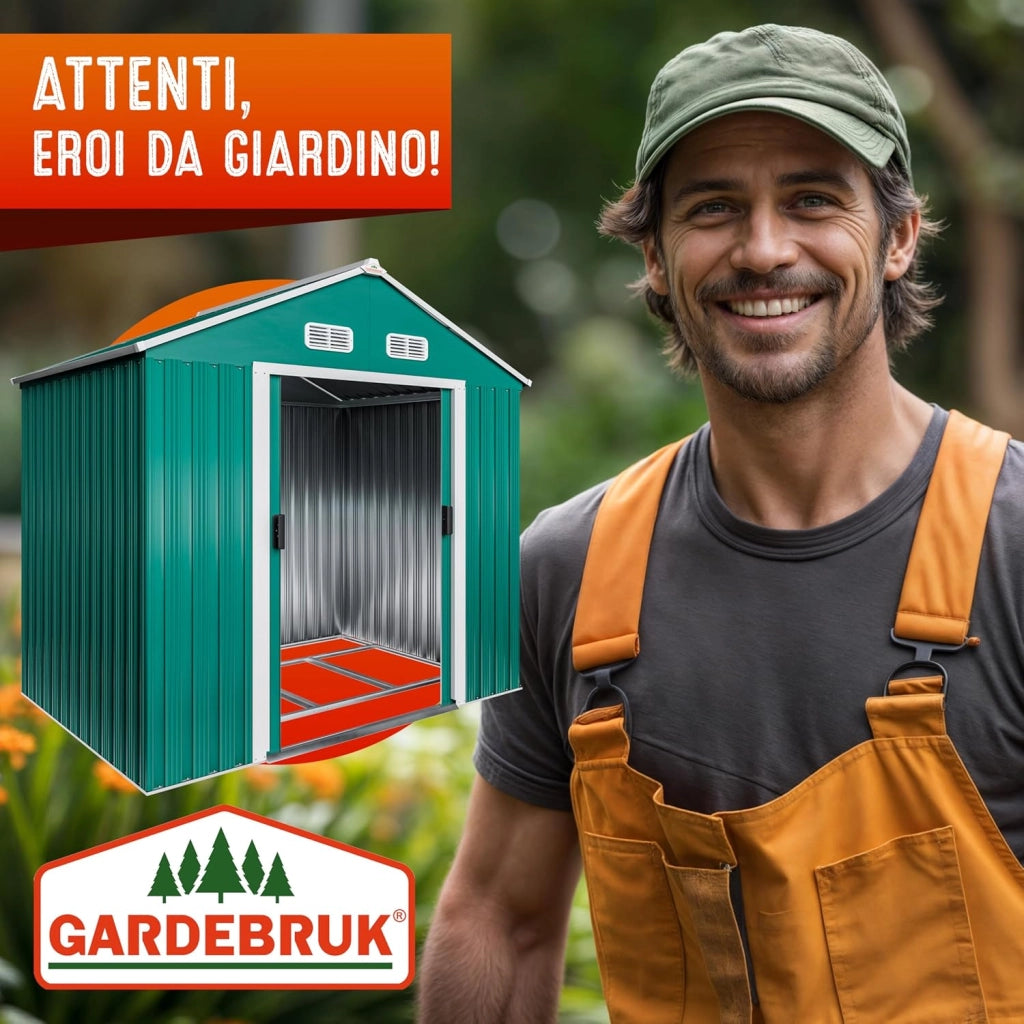 Deuba Capanno da Giardino XL 1,8m² con Fondamenta 196x132x188cm Porta Scorrevole Casetta 3,1m³ Verde