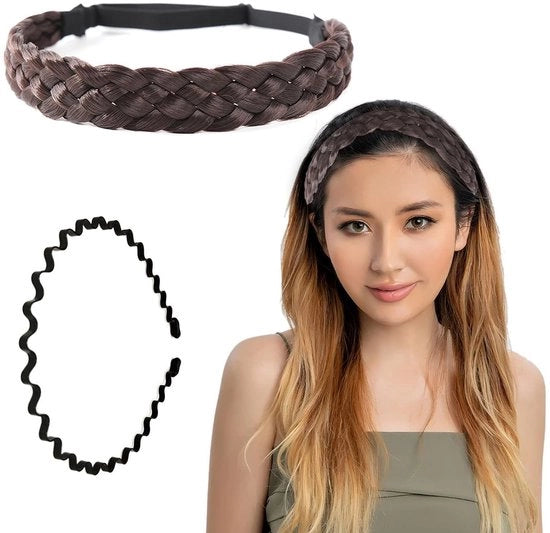 Cintura per Capelli Gevlochten - Cintura per la Testa per Donne - Cintura per la Sposa - Cintura per Capelli Vintage - Dimensione Adattabile - Fibre di Alta Qualità Resistenti al Calore