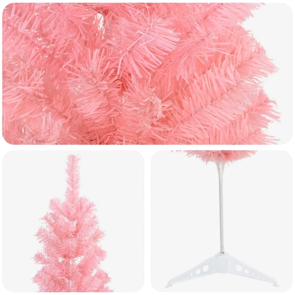 Albero di Natale Artificiale Sottile 150 cm PVC e Acciaio Rosa 42055246