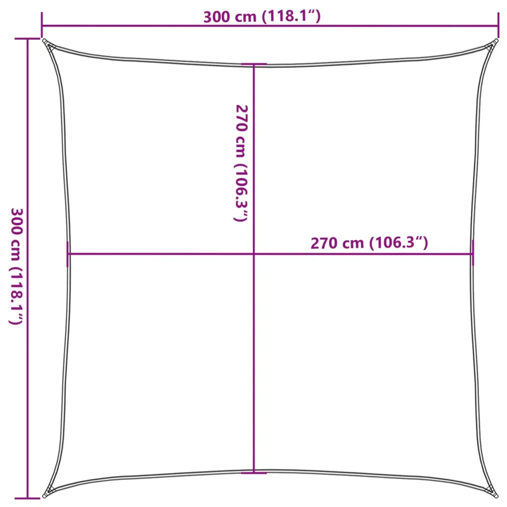 Vela Parasole | Telo Ombra | Vela da ombra 160 g/m2 Marrone 3x3 m in HDPE