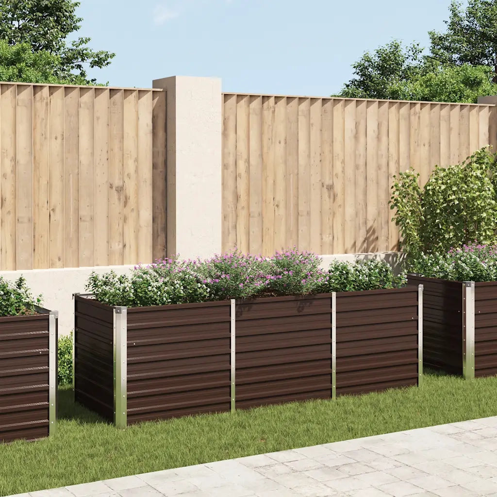 Fioriere | Cassetta per fiori | Letto Rialzato Giardino Marrone 240x80x77 cm in Acciaio Zincato