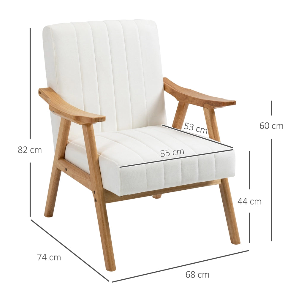 POLTRONA Lounge stile Skandi 68x74x82 cm in legno, bianco crema