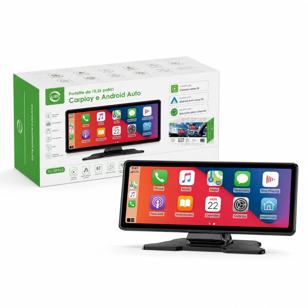 DISPLAY TOUCH DA APPOGGIO PORTATILE 10,26" CARPLAY ANDROID AUTO WIRELESS AS08965