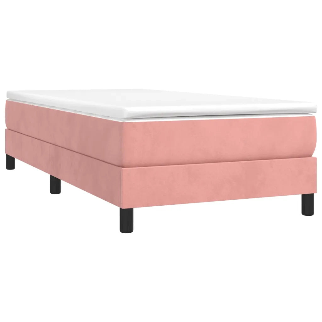 Struttura Letto a Rete a Molle-Giroletto Rosa 80x200 cm in Velluto 940503