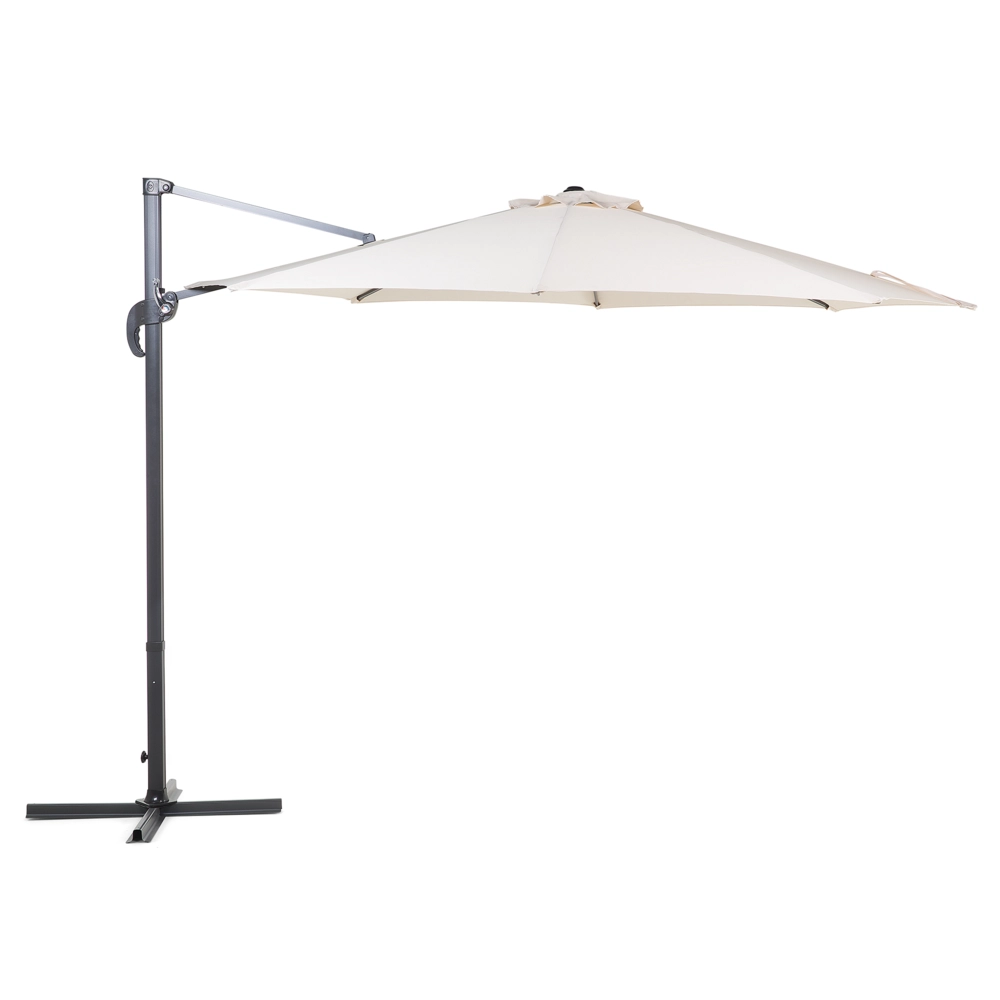 Ombrellone da giardino in tessuto beige girevole da 240 cm resistente agli agenti atmosferici