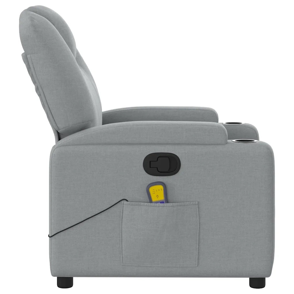 Divano Sedia-Poltrona Massaggiante Reclinabile Grigio Chiaro in Tessuto 485552