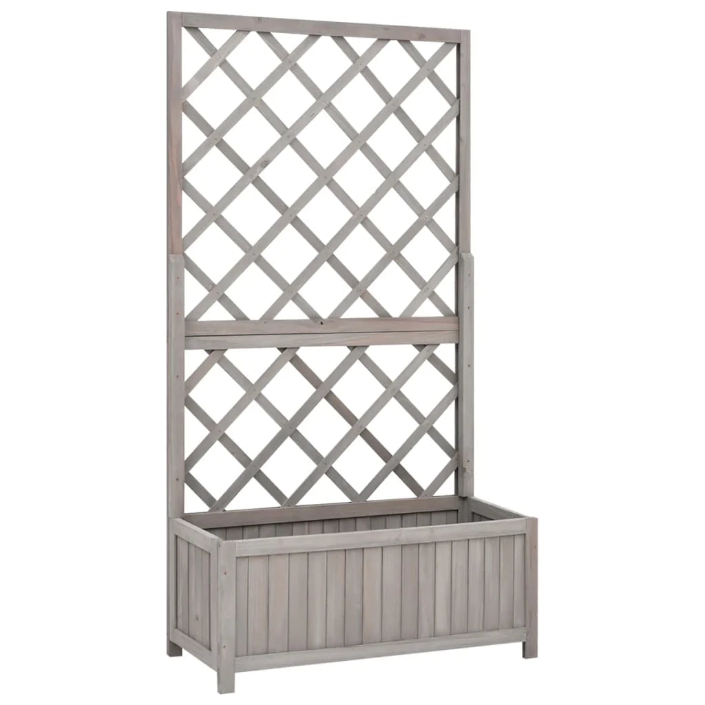 Fioriera a traliccio da giardino 70 x 30 x 135 cm in legno di abete grigio 02_0000876