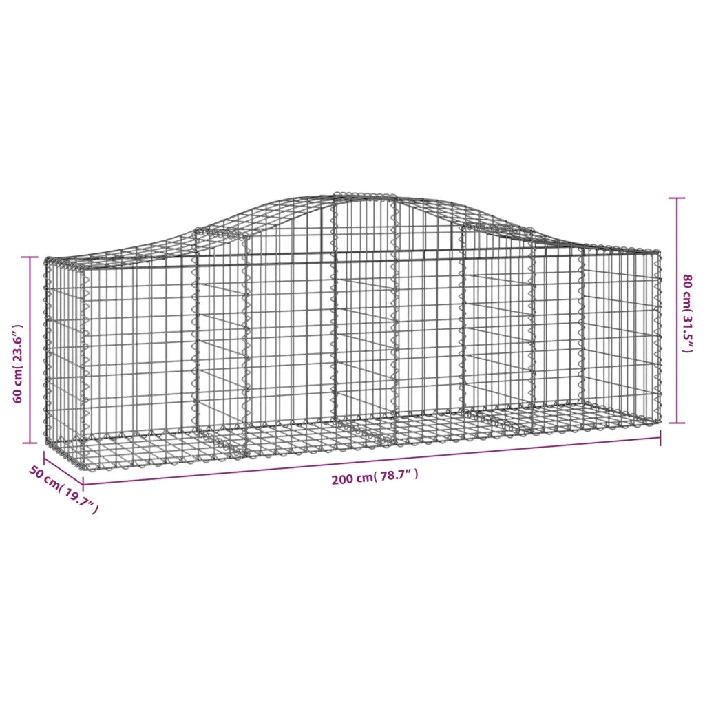 Cesti Gabbioni ad Arco 30 pz 200x50x60/80 cm Ferro Zincato 3145615