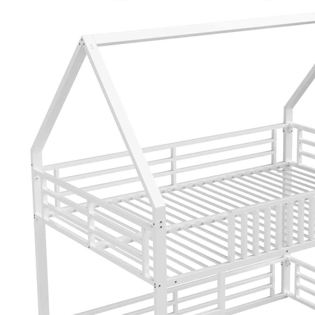 LETTO A CASTELLO 140x200 cm in metallo bianco con LED