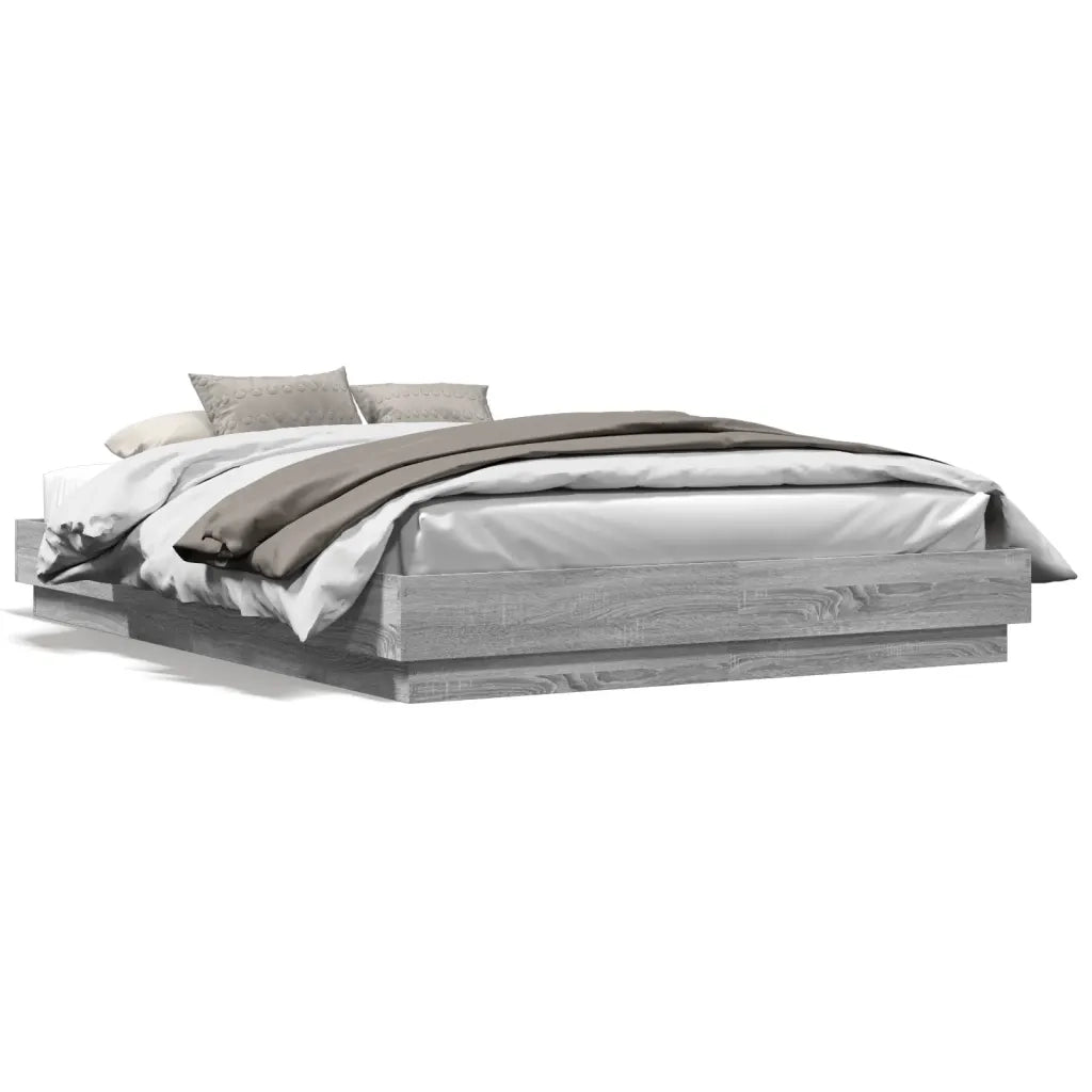 Giroletto con Luci LED-Struttura Letto Grigio Sonoma 150x200 cm