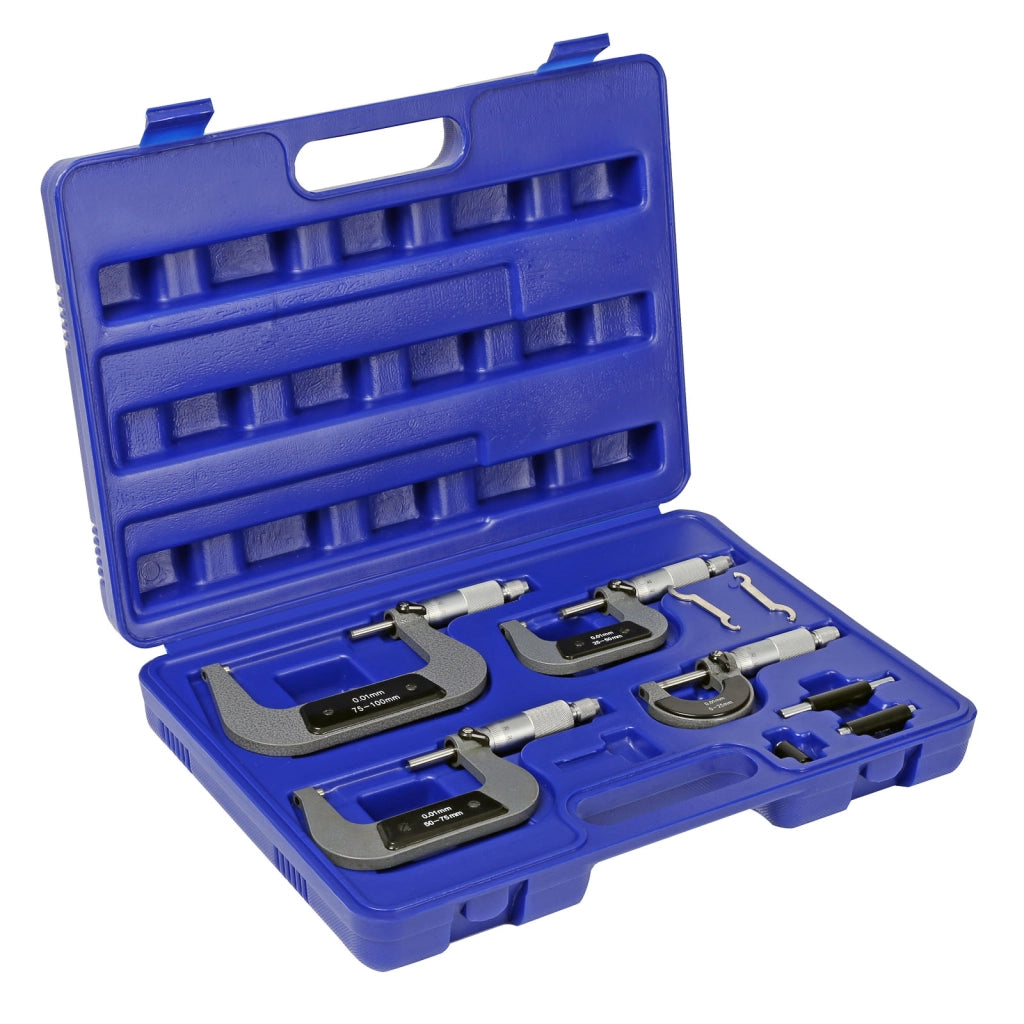 Set micrometro di 4 pz. campo di misura 0-100 mm vite micrometrica esterna