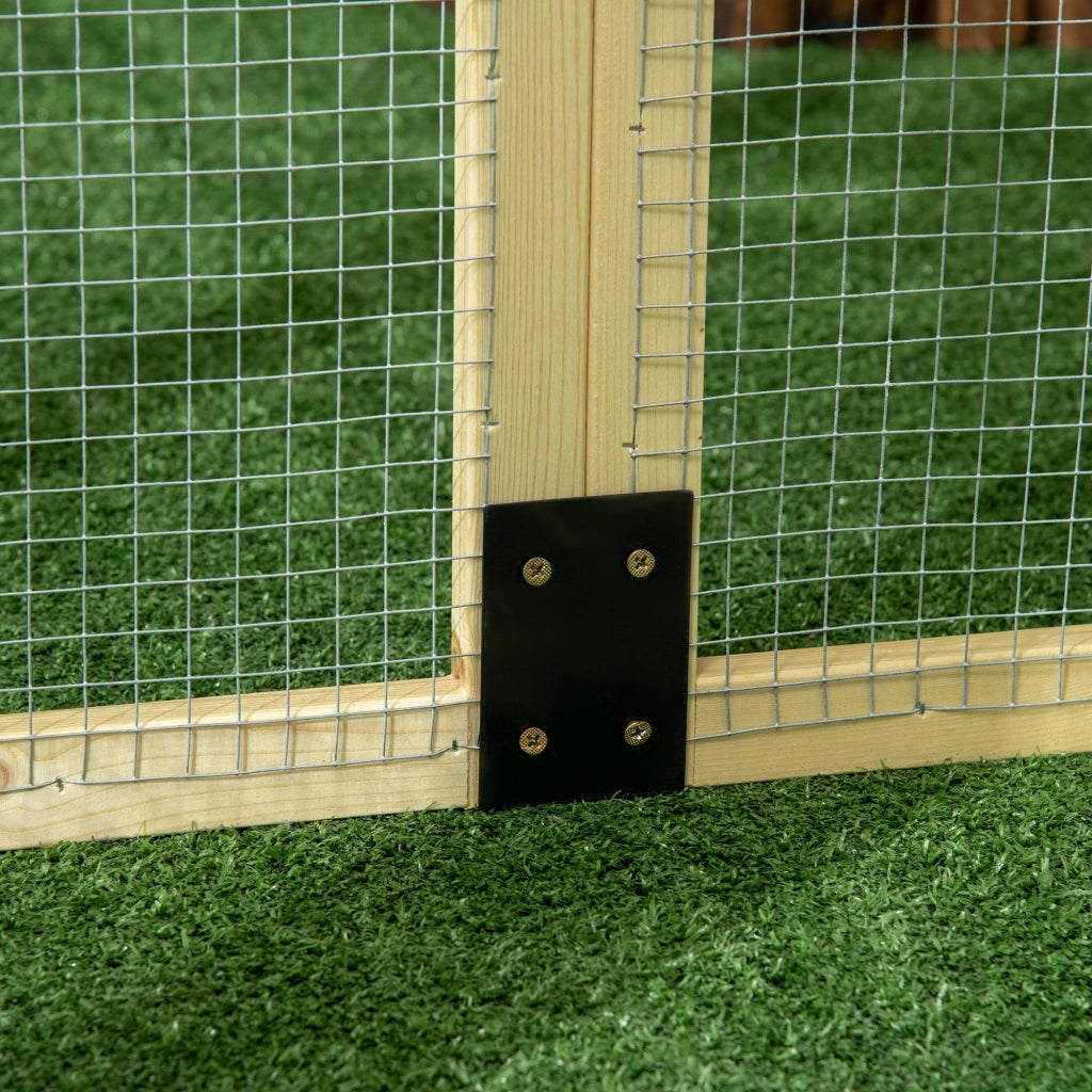 Recinto per Galline all'Aperto 140x88,5x106 cm con Porte Multiple e Rete in Metallo in Legno Naturale