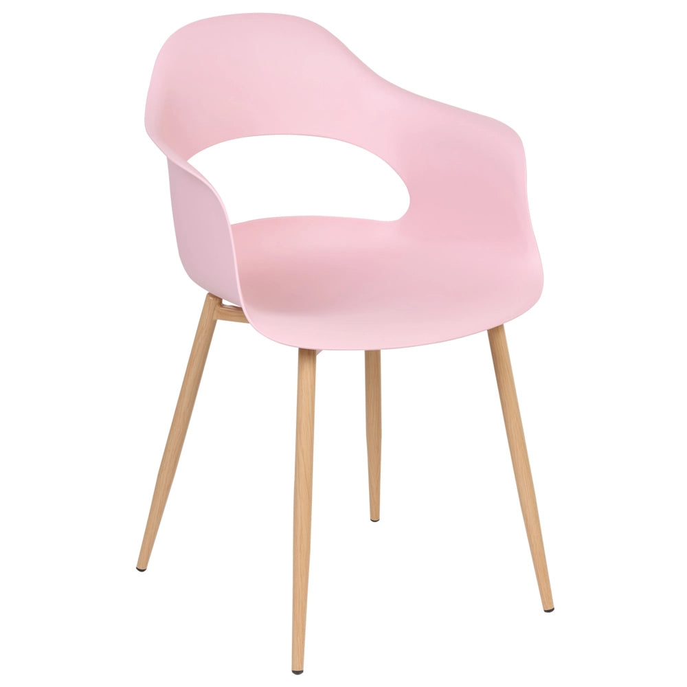 Set di 2 sedie da pranzo in materiale sintetico rosa gambe eleganti decorative stile contemporaneo